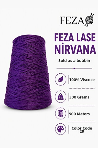 Feza Lase Nirvana 100% Viscose Bobbin Knitting Yarn 300 Gr 900 Meters - Hand ...