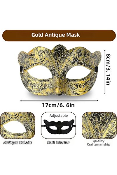 magicool Gold Color Tumbled Masquerade Mask – Venetian Style Party Mask