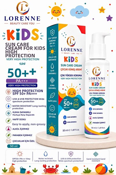 LORENNE Very High Protection Water Resistant Spf 50+ Uva Uvb Children's Sunsc...