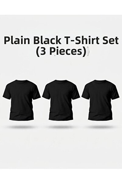 SAAT TEKSTİL Set of 3 Relaxed Fit Crew Neck T-Shirts