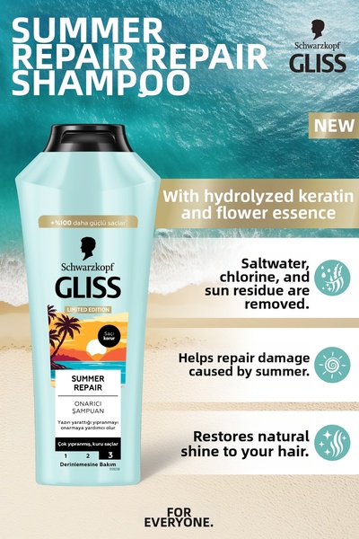 Gliss Summer Repair Repairing Shampoo for Very Damaged Dry Hair 400 ml
