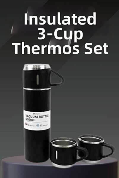 Generic Brand Thermos Set Stainless Steel Vacuum Thermos Set with 3 Cups 500 ...