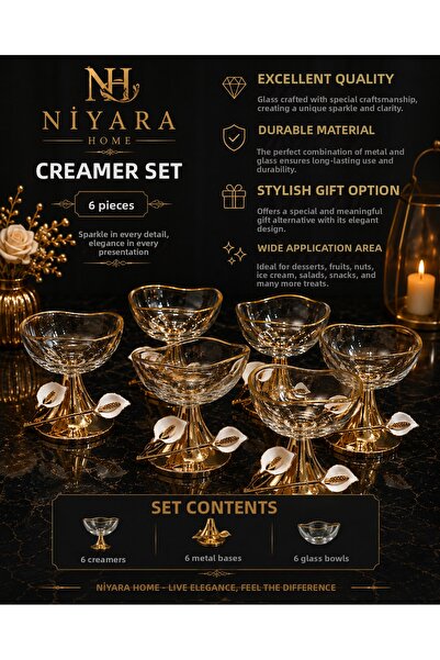 Niyara home Cream Candy Set of 6 Pieces, Shine in Every Detail, Elegance in E...