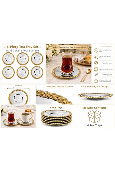 Turkco Premium Knitted Series 6-Piece Tea Plate Set