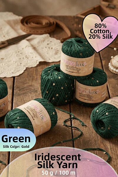 Dantelux Sparkling Sequin Knitting Yarn (80% Cotton - 20% Metallic Sequins) 5...