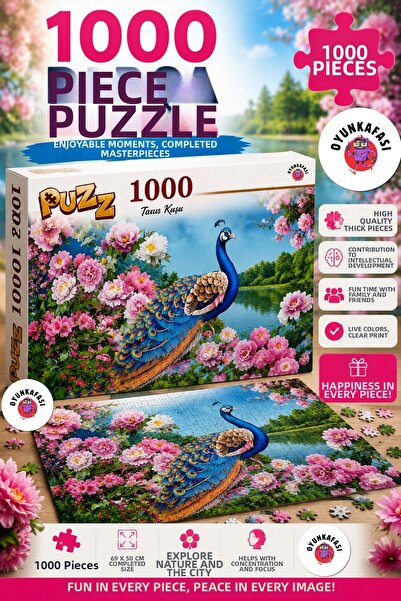 OYUNKAFASI 1000 Piece Puzzle Peacock and Flower Scenic Adult Puzzle 69X50 cm ...