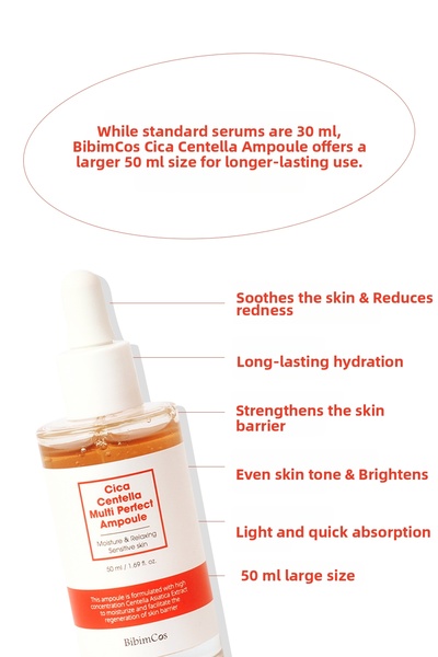 Bibimcos Cica Centella Multi Perfect Ampoule 50ml - Skin Soothing and Moisturizing Serum