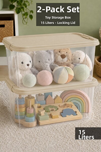 Meleni Baby 2-Piece Lockable Box - Toy Organizer Baby Kids Room Storage Organ...