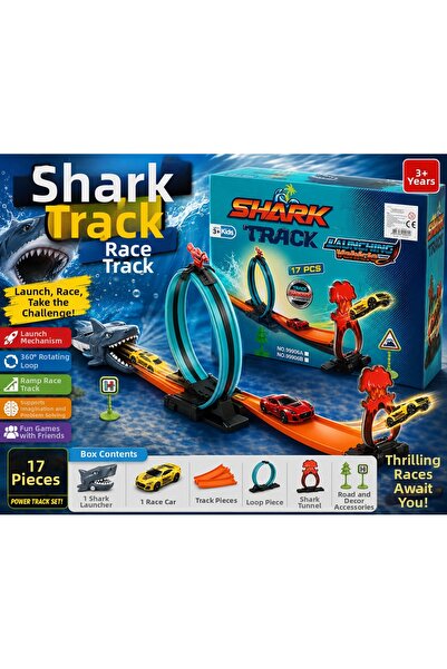 TRUST STORE مجموعة ألعاب Shark Pass المكونة من 17 قطعة لمسار السباق مع آلية ا...