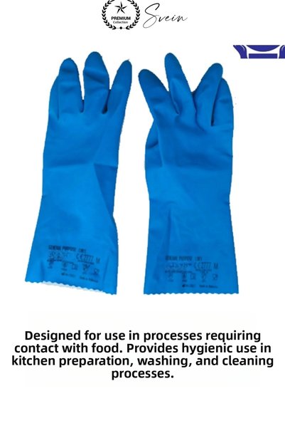 Svein # Gloves General Use Latex Gloves Food-Grade Natural Rubber Chemical Resistant Lined Non-Slip Cleaning Dishwashing Gardening Kitchen Hygiene Industrial Household Work Gloves Long-Lasting Comfortable