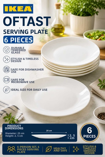 IKEA Akdeni̇z6 Pieces 25 cm Serving Plate