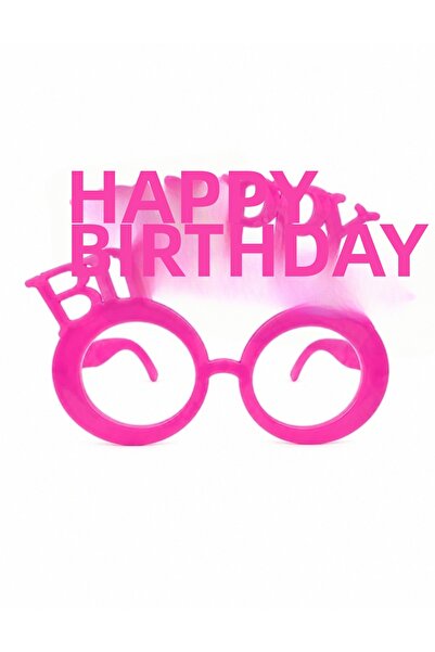kidspartim Party Glasses Plastic Without Glass Happy Birthday Neon Pink