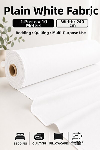 Morlay 10 Meters White Fabric – Punch Lining Fabric Throw Pillow Runner Table...