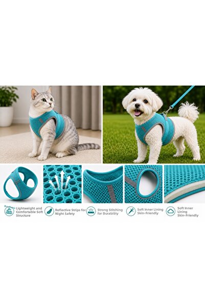 Karamel Pet حزام صدر للقطط والكلاب من قماش شبكي قابل للتنفس مقاس XX صغير 28x3...