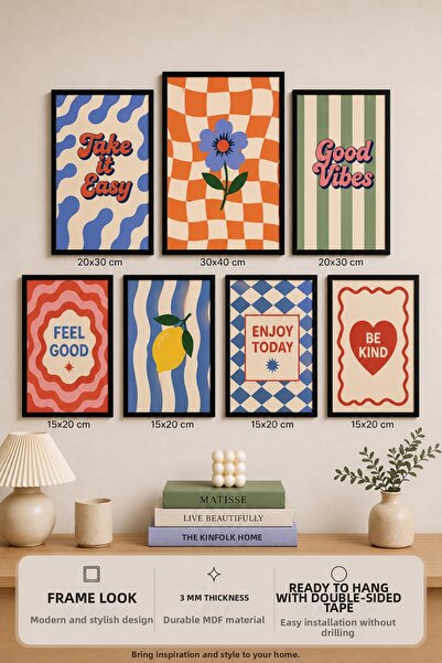 UNT 7-Piece Frame-Looking Modern Painting Set |   Retro & Pop Art |   Motivat...