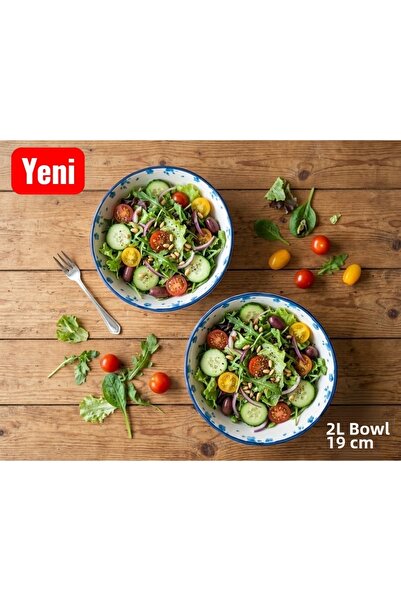 Ganita home Kase Sunum Makarna& Salata Diet Round Plate 19 cm 2 Pieces Tile P...