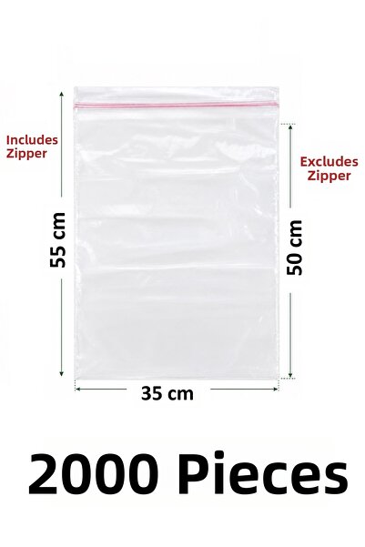 MTKardeşler 2000 Pieces 35X50+5 cm Transparent Nylon Bags with Polyethylene T...