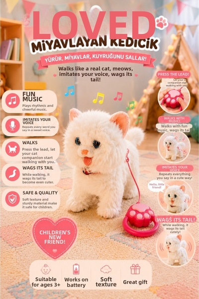 Magicway Cute Moving Sound-Creating Cat and Dog Toy – Walking, Musical, Sound...