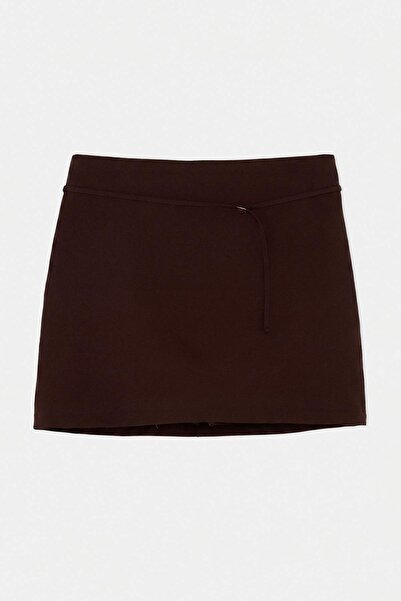 Trendyol Curve Dark Brown Thin Belt Detailed Mini Short Skirt Shorts & Bermud...