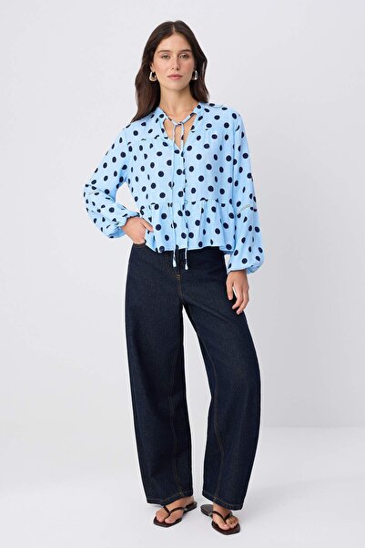 Trendyol Collection Blue-Multicolor Shirt Twoss25Go00038