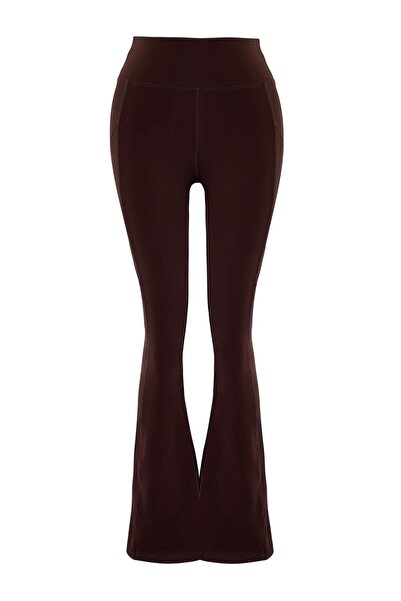 Trendyol Collection Brown Brushed Scuba Leggings Sports Leggings Thmaw24Ty00066
