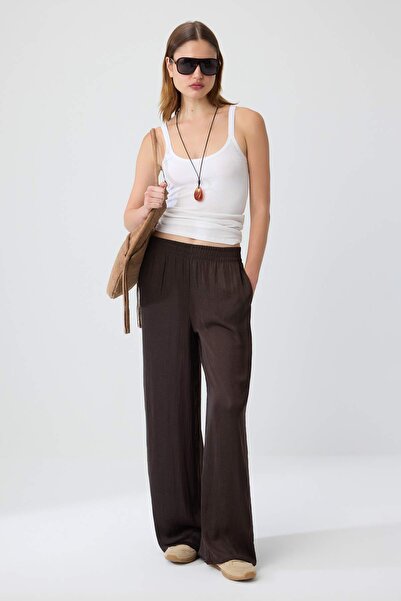 Trendyol Collection Brown Elastic Comfortable Cut Pants Twoss26Pl00253