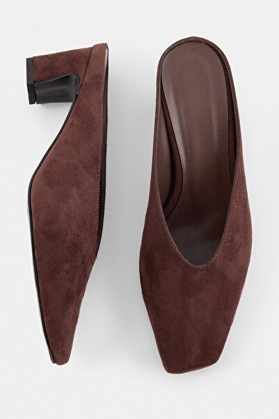TRENDYOL SHOES Brown Suede 5.5 cm Women's Classic Heeled Shoes Takaw27To00008