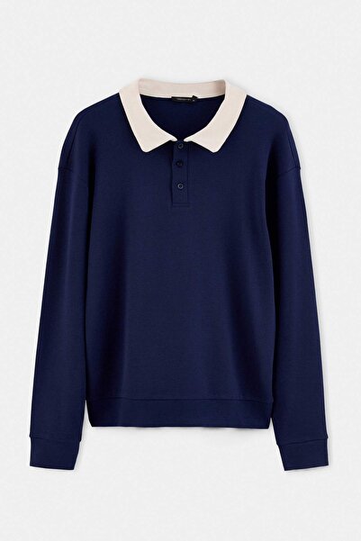Trendyol Collection Navy Blue Off-Shoulder Regular Wardrobe Essentials Interl...