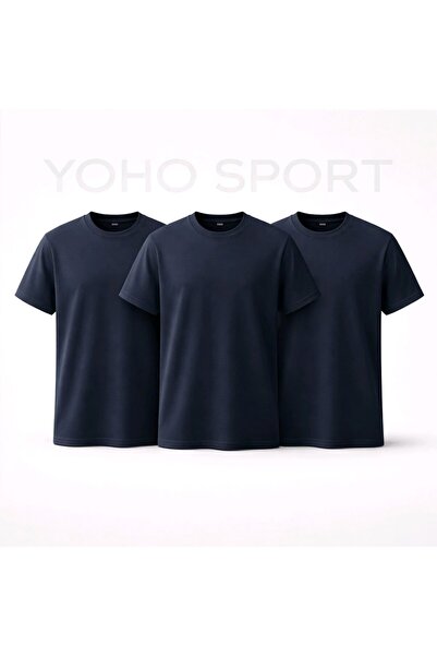YOHO SPORT Unisex osnovni kroj 100% pamuk, mekana tekstura, tamnoplava majica...