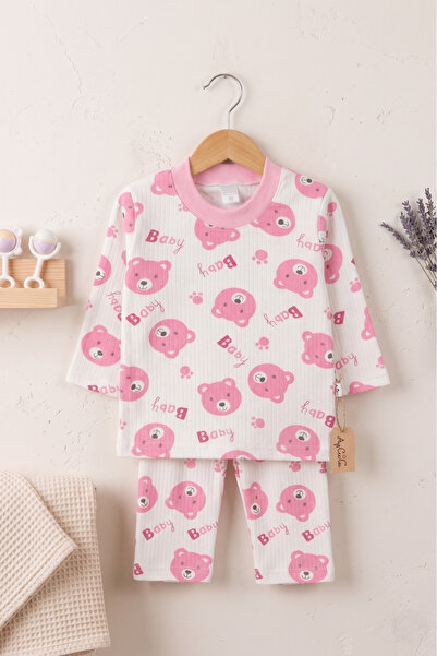AyCaTa Kız Bebek Baskılı Uzun Kollu Pijama Takımı