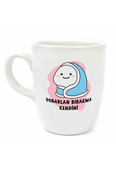 PALTO TASARIM Dobarlan Bırakma Kendini Krem Oval Kupa - Hediye Seramik Kupa