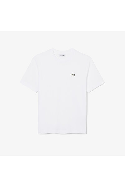 Lacoste Kadın Relaxed Fit Bisiklet Yaka Beyaz T-Shirt