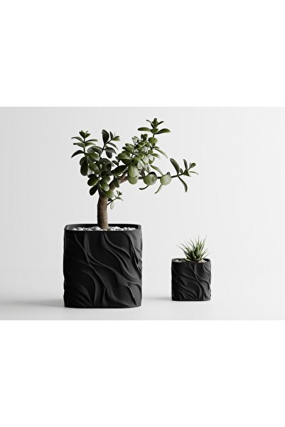 Sani Ghiveci decorativ Sani, Zephyra, maxi 135 x 135 x 131 mm, Negru mat