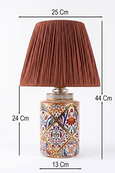 Hmydesign Arme Desenli Handmade Seramik Abajur Kahverengi