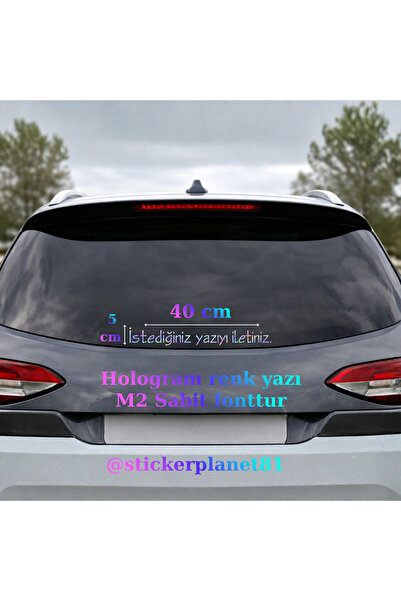 AlpiLeo Hologram - Kişiye Özel Araç Arka Cam Sticker - 40x5 cm Minimalist Yaz...