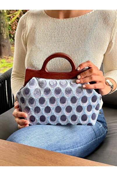JOPHIEL ATELIER Raphael - Ξύλινη υφασμάτινη τσάντα, Clutch, Τσάντα χειρός, Po...