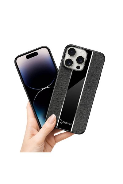 Zebana Apple iPhone 13 Pro Max Compatible Case Premium Leather Case Black