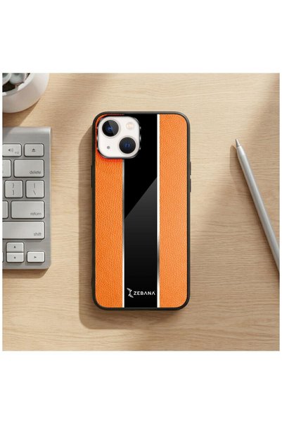 Zebana Apple iPhone 14 Plus Compatible Case Premium Leather Case Orange