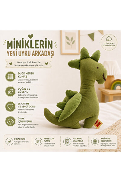 Home Dinozor Figürlü Uyku Arkadaşı Dekoratif Çocuk Yastık Çocuk Odası - 54X43 cm