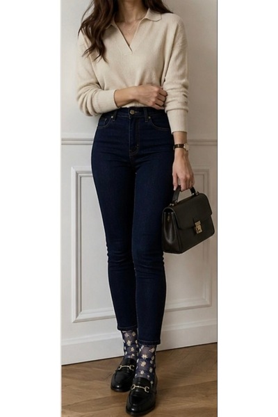 DİLARRA Boutique Daisy Navy Blue Tulle Socks