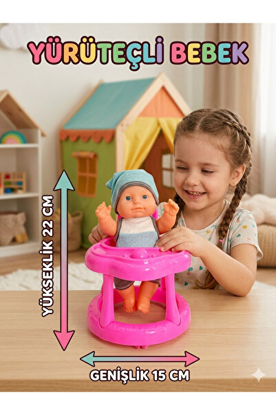 çınaroğlu avm Yürüteçli Et Bebek Kız Çocuklar İçin Renkli 20 cm Boyunda