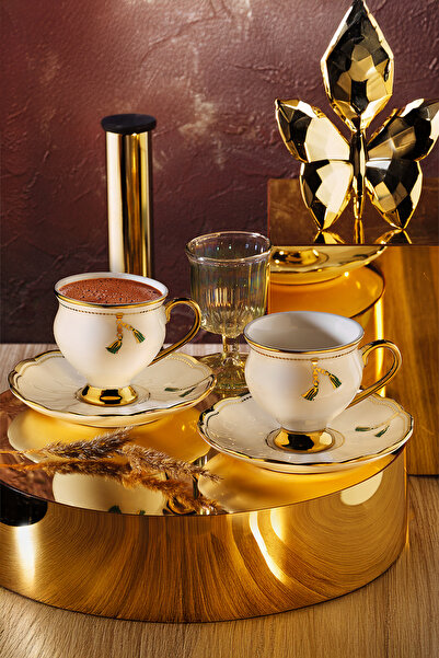 Aryıldız Liona 6 Kişilik Porselen Kahve Fincan Takımı - 90 ml