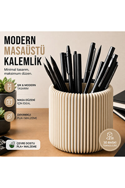 ATB Design Solutions Modern Minimal Kalemlik – Dekoratif Masaüstü Kalem Organ...