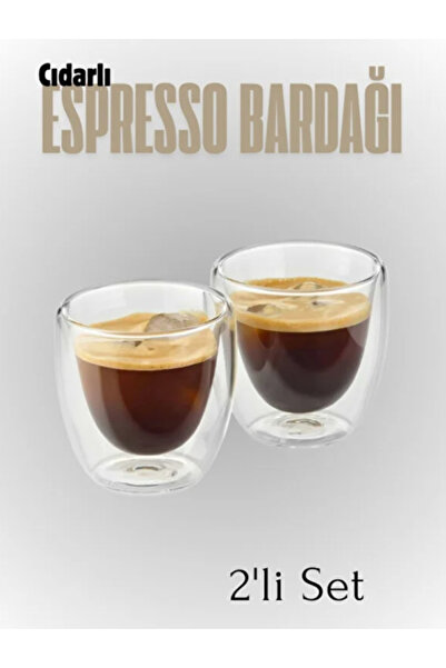 VESTRON 2’li Set Espresso Bardağı 80 ml Kahve Bardağı Çift Cidarlı Bardak