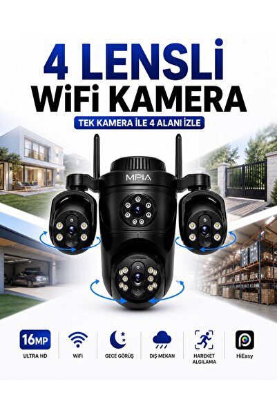 MPIA SHIRO 16 MP Full HD 4 Lensli Wi-Fi Güvenlik İP Kamera