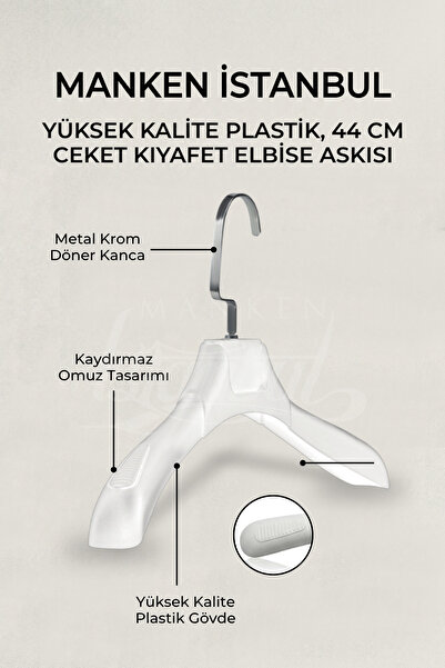 Manken İstanbul 3-dijelni set belih plastičnih vešalica za kapute i odeću
