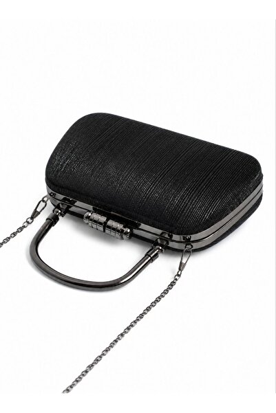 Women's Glitter Retention Detailed Chain Long Strap Evening Bag