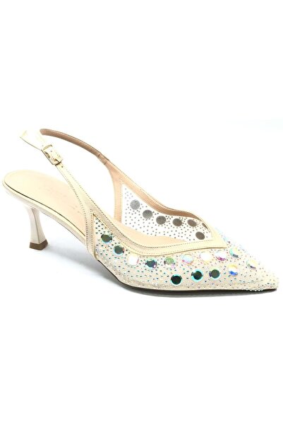 Kids Club Shoes Feles Tulle Stone Detailed Open Back Stiletto Heeled Γυναικεί...