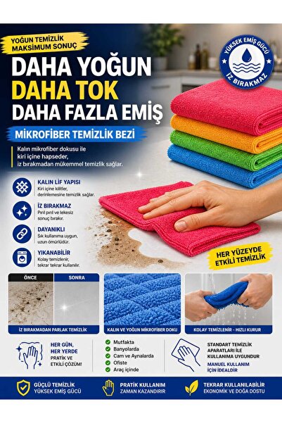 Fanatik 4 Adet 30 X 30 Cm Mikrofiber Cam Ve Ayna Temizlik Bezi İz Bırakmaz