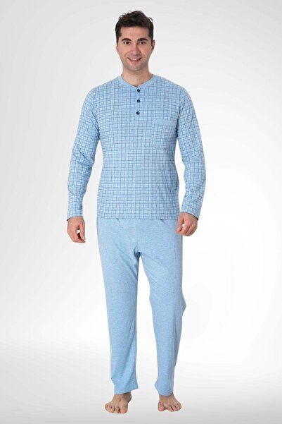 Mecit Pijama Mecit 22759 Σετ ανδρικής πιτζάμες χειμερινού μεγάλου μεγέθους μπ...